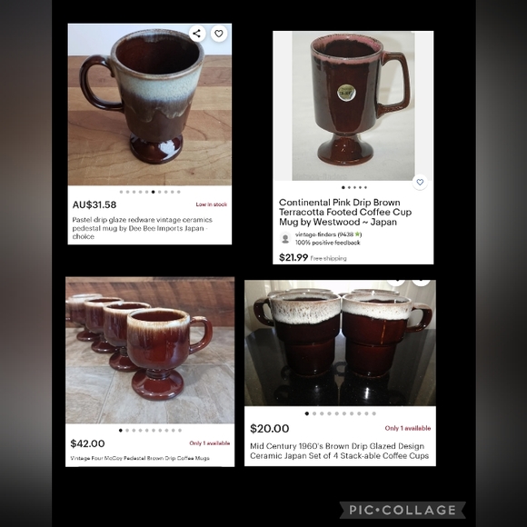 Vintage Brown Drip Glaze Irish Coffee Mug - Terracotta - Picture 7 of 8